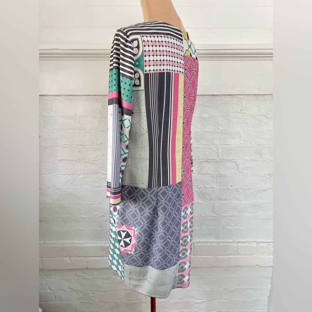 Vilagallo Tesa Manaba Print Shift Dress Above The Knee Geometric Twill - Picture 5 of 14